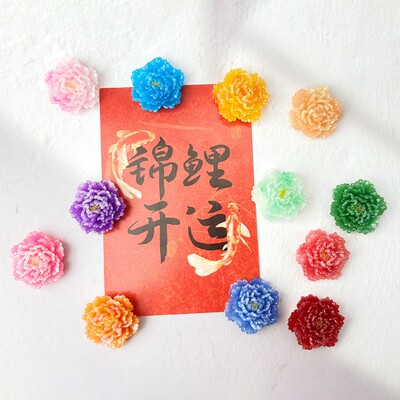 冰透牡丹冰箱贴中国风洛阳旅游花朵磁力贴家居树脂立体装饰磁吸贴