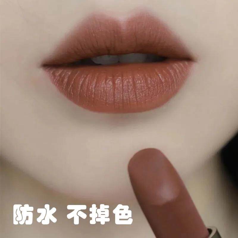 吃土色口红玫瑰豆沙梅子色欧美红棕吃土色哑光显白不掉色低饱和
