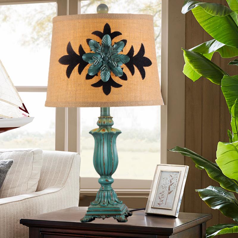 高档美式台乡村复古卧室床头书灯创意欧式客装厅台灯温馨时灯尚房