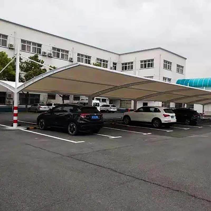 户外大型停车棚电动车遮阳棚厂家膜结构七字型车棚小区轿车停车棚图片