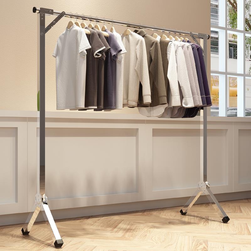 晾衣架落地折叠室内家用阳台卧室凉伸缩单杆式宿舍挂凉晒被子马小
