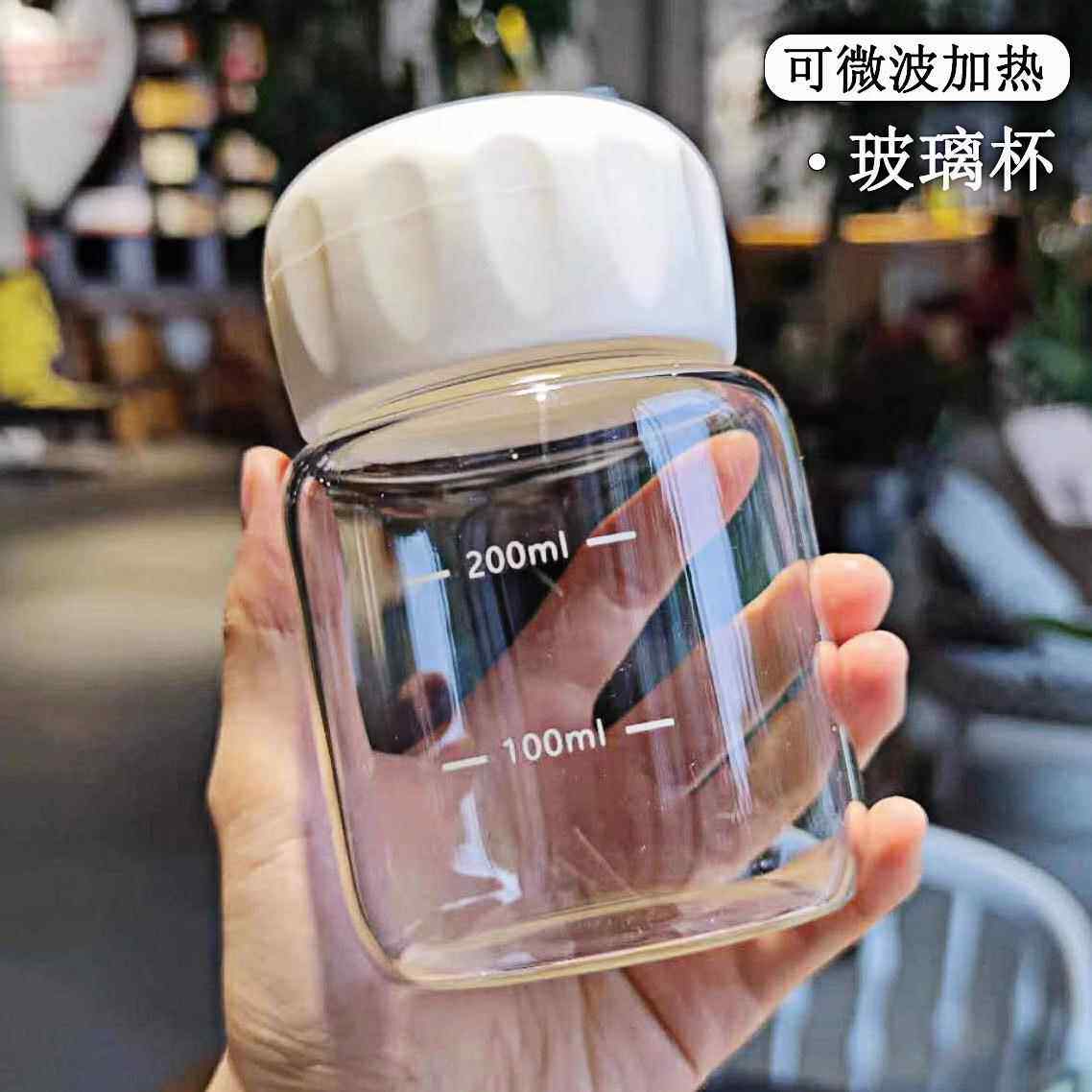 可爱胖胖杯高颜值小胖被迷你便携水杯高硼硅玻璃杯带刻度摇摇杯子