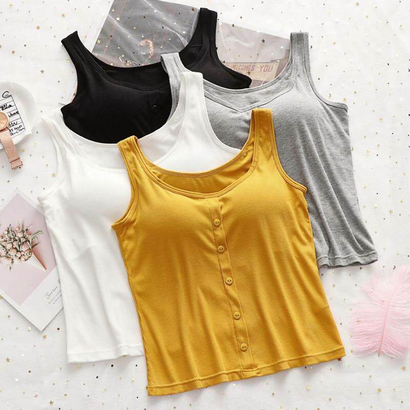 孕妇内搭短款吊带背心带胸垫女夏季薄款免穿文胸一体式纯色可外穿