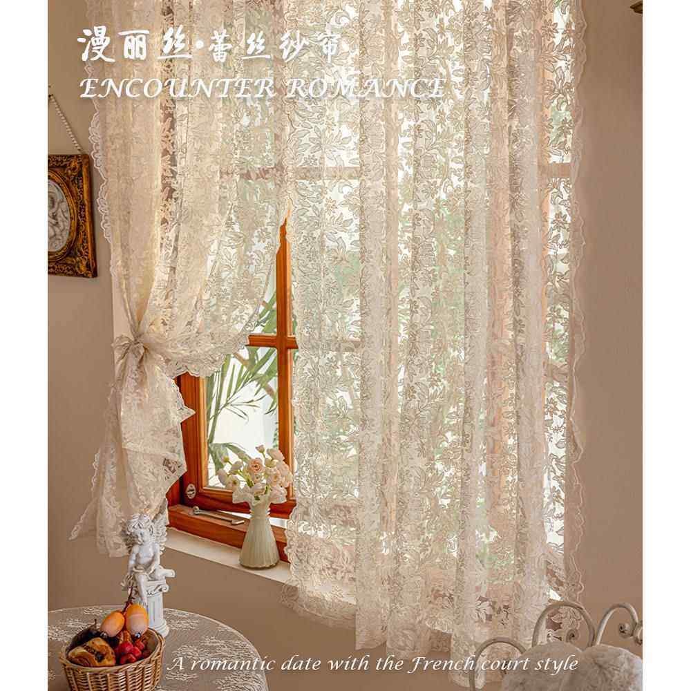 法式覆古宫廷蕾丝纱帘浪漫田园风透光飘窗窗帘免打孔隔断半帘门帘,居家布艺,垂直帘/梦幻帘,淘宝优惠券,粉丝福利购,淘宝优惠卷