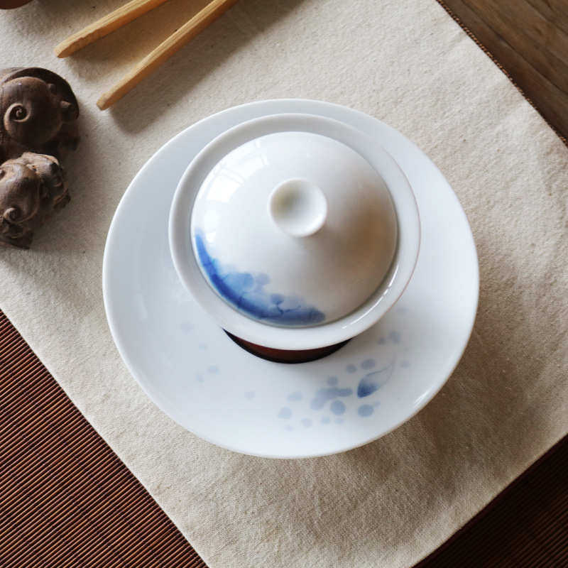 老画师精工绘制釉下粉彩细腻白瓷盖碗描金款,餐饮具,盖碗,淘宝优惠券,粉丝福利购,淘宝优惠卷