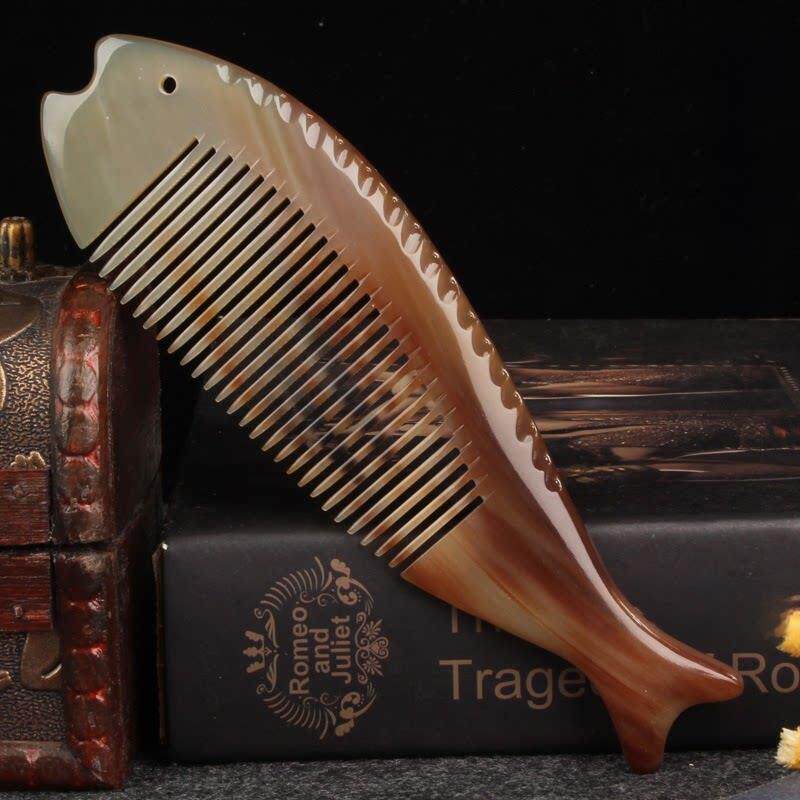 天然牦牛角梳子真正纯家用白色水牛角按摩母亲节礼物雕刻梳子的女