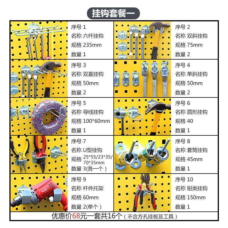 工具挂架挂板架工具收孔纳层五金展示挂架方墙架板洞洞FKGGTC-0板