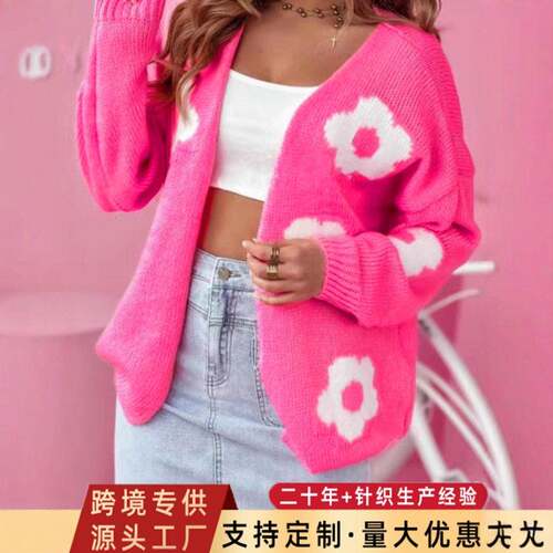 Plus Size Floral Print Drop Shoulder Cardigan, Casual Long