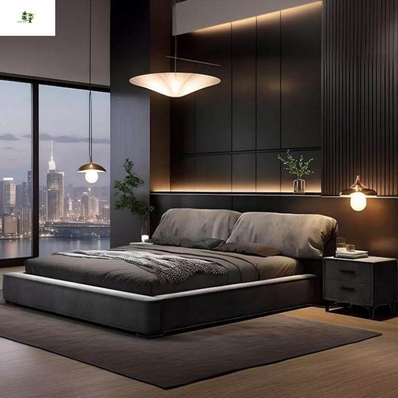 大象耳朵主卧大床布艺床轻奢奶油风网红双人床现代简约气压储物床