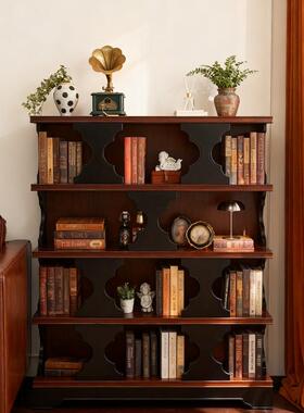 莫奈花瓣实艺多层木书柜复地古中古风落SG0120置物架书架核桃木术