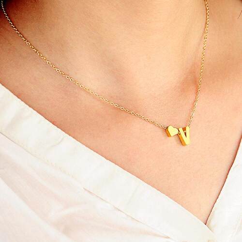 fashion jewelry necklace letter short women chain heart