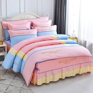 1.8罩m棉 床床裙式 2米夹 婚庆套棉件纯床上四件套冬季 高档全棉韩版