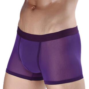 男生网纱四角裤 衩透气冰丝季 头男士 短裤 薄透明速干 平角底裤 裤