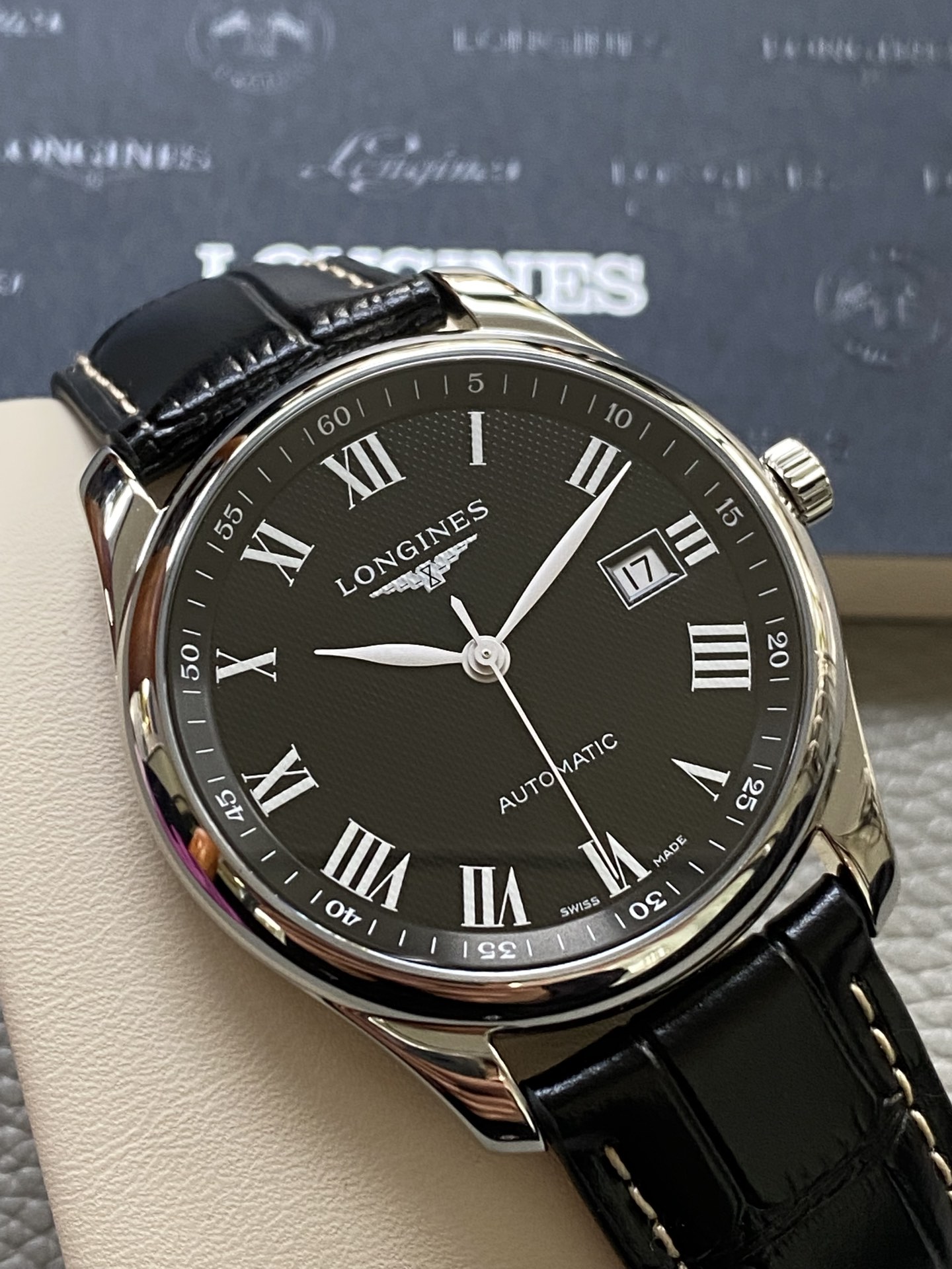 [9.8新]浪琴名匠大表盘手表男款精钢自动机械男表L2.793.4.51.7