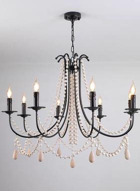 式复古晶水客厅主灯2025年黑色设计蜡烛69127中法古卧师室餐厅吊