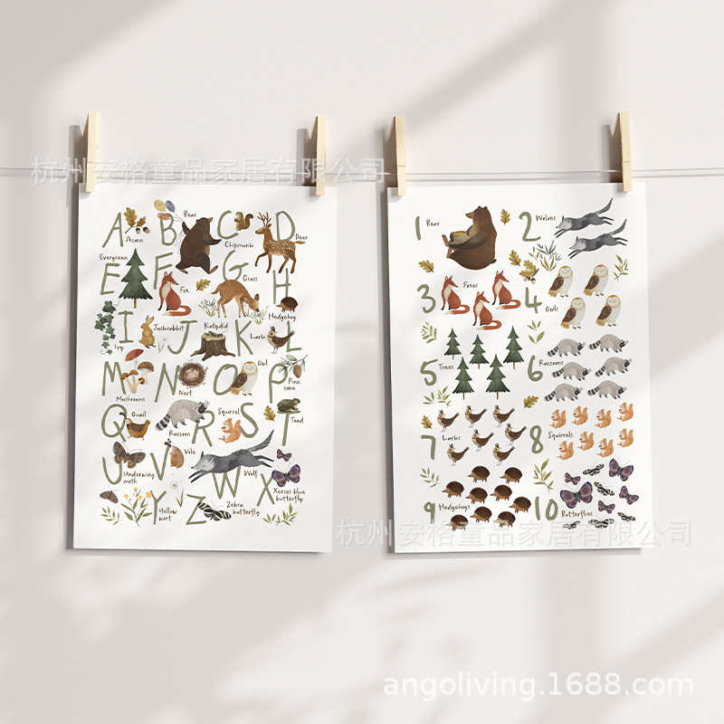 儿童房装饰画woodland animal