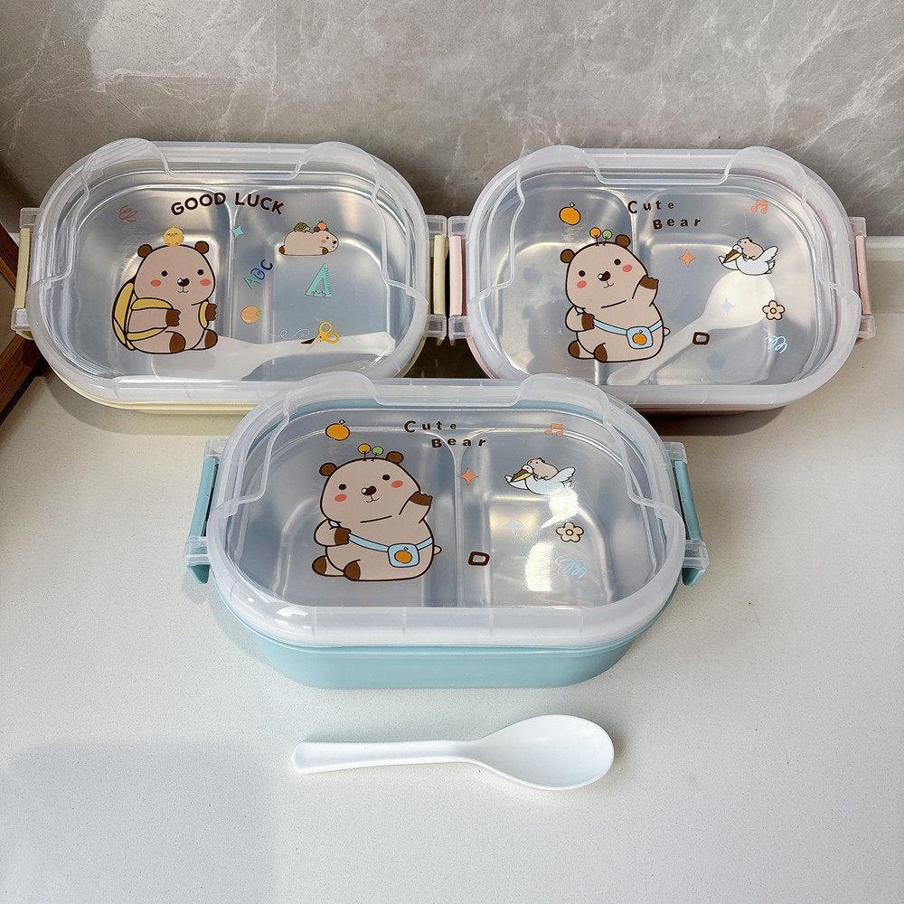 颜值学生饭盒不锈钢便当盒分格保温午餐盒女生食堂打饭餐盘