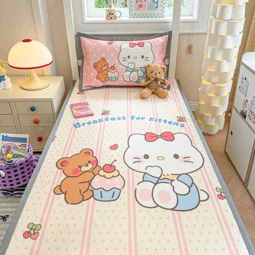 印花折叠水洗冰丝席学生1米2宿舍夏天席子床单单人1米5双人1米8床