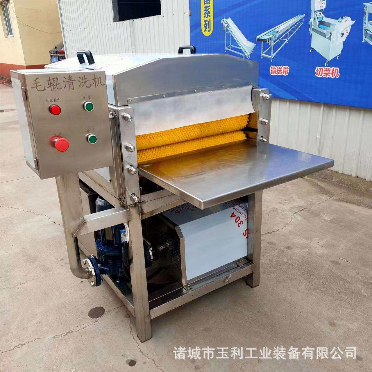 自动化荷叶清洗设备全自动粽叶清洗机设备喷淋式毛辊清洗设备