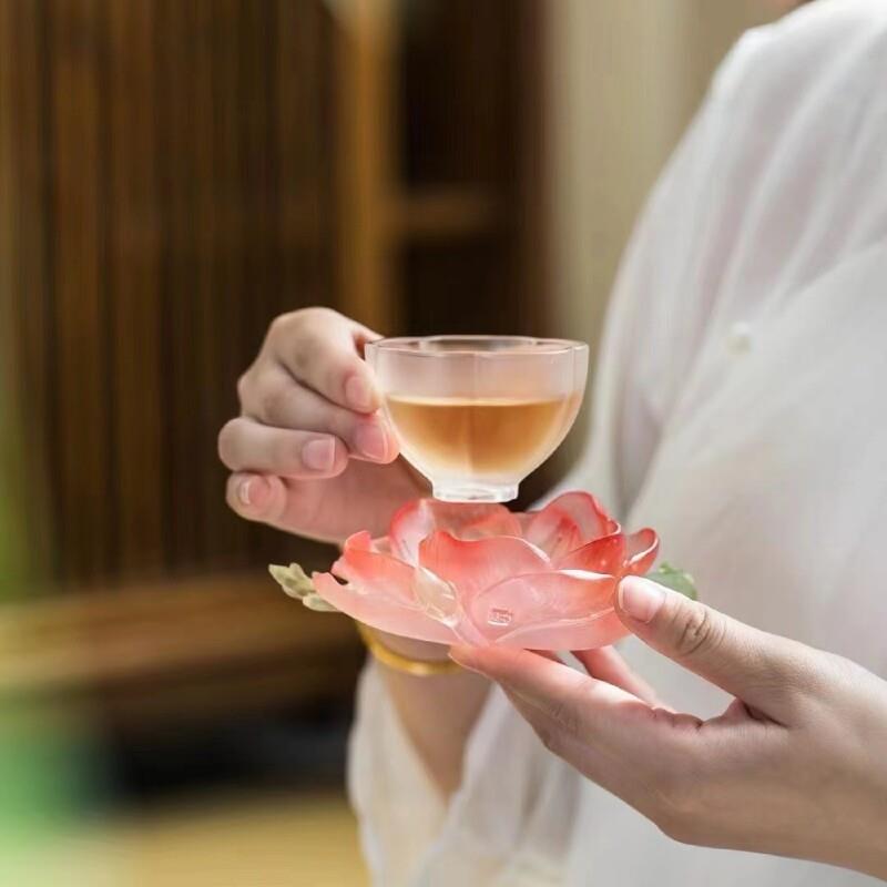 小白茶具//心缘堂琉璃杯托＜十二花神杯垫＞烛台品杯底托花瓣杯碟图片