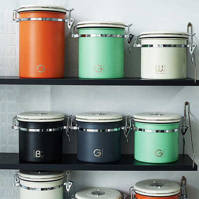 MUVNA慕威纳咖啡豆密封罐咖啡粉保存罐不锈钢储物罐收纳盒储豆罐