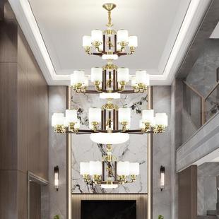 新中实式 大吊灯全铜木中楼45风l国oft酒店大堂别墅楼中楼客厅 复式