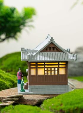 微景观建筑模型带灯成品建筑模型造景桌面摆件微景观造景迷你成品