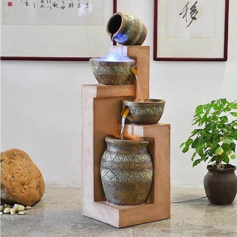 欧式流水喷泉风水轮招财室内水景观客厅阳台开业公司摆件店里落地