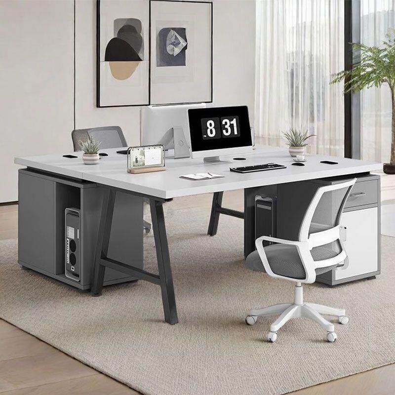 职员办公桌简约现代主机位文件柜一体双人员工位家用单人电脑新品