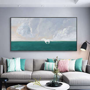 鳟鱼 玄关横版 马装 饰画入户进门画客厅挂 签约艺术家千山古