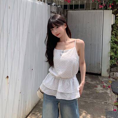 ANA宝藏珍妮【夏日切片】春夏韩系100莱赛尔波点吊带连衣裙子女生