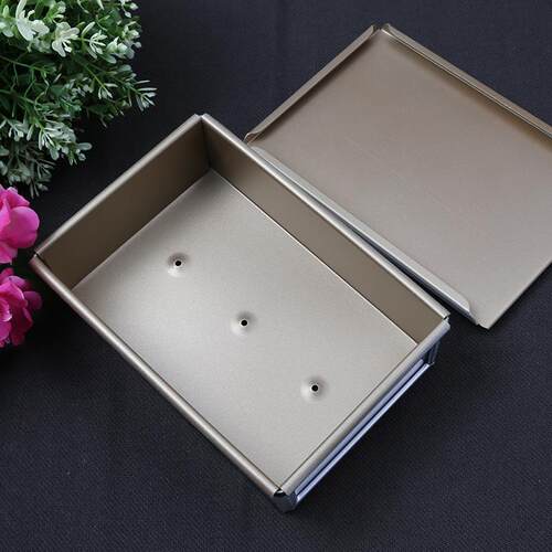 屋诺 UN15003土司盒金色不粘烘培工具烤箱吐司模具带盖320g
