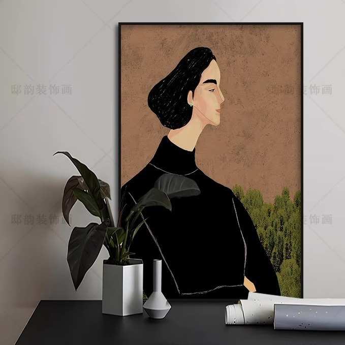 抽象人物画卧室寂艺术批发挂画装饰画宿民侘风中小众酒店古风房间