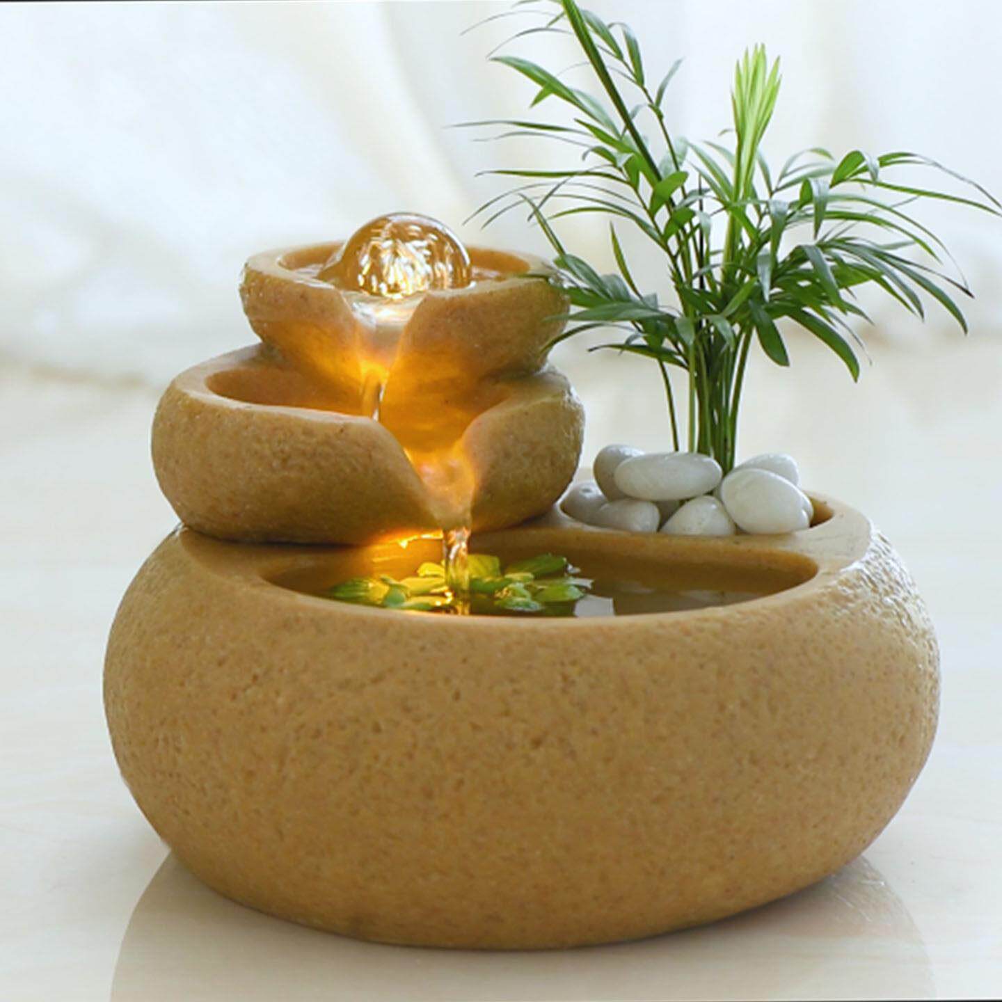 桌面流水摆件装饰品家居客厅办公室招财风水摆件带灯光