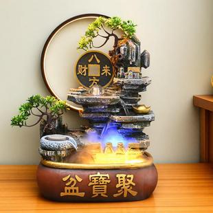 流水摆件桌面饰品假山聚财茶桌办公司小摆件风水轮循环水招财玄关