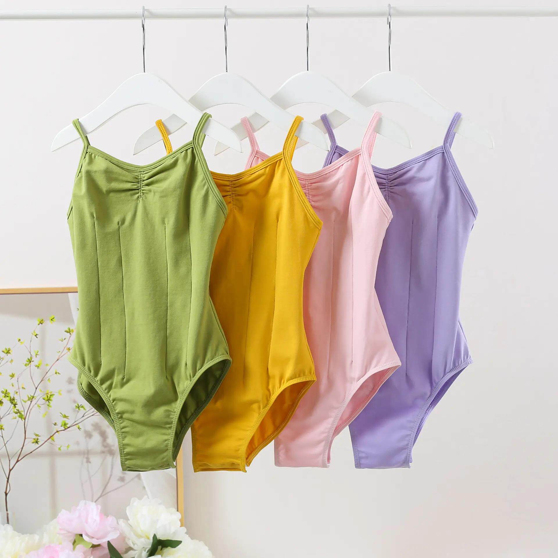 儿童舞蹈服吊带绿色女童练功服套装女生形体跳舞背心中国舞体操服