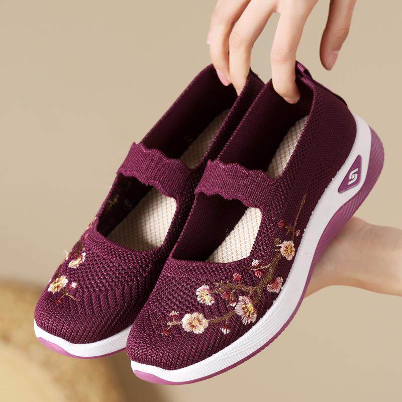 布鞋妈妈鞋网面平底一脚蹬中老年休闲软底软面防滑透气奶奶休闲鞋,女鞋,帆布鞋,淘宝优惠券,粉丝福利购,淘宝优惠卷