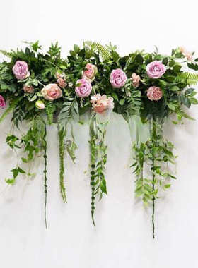 新款森系仿真藤蔓蓝色挂花仿真花挂墙墙面十里红妆婚庆用品头花