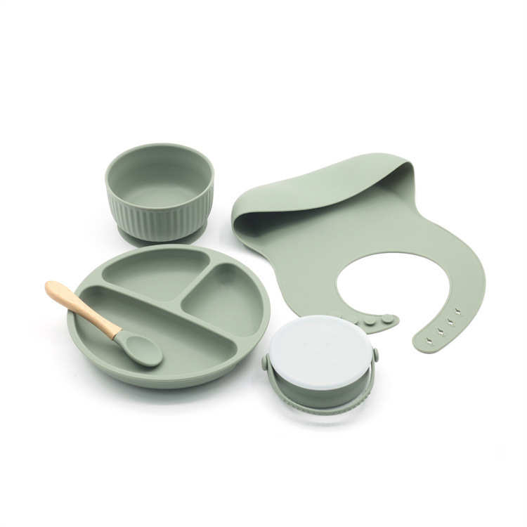 食品级高品质硅胶零食杯餐盘碗勺餐盘五件套儿童辅食餐具