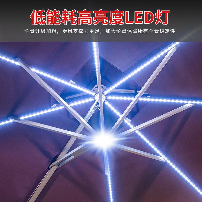 莫家户外遮阳伞LED带灯罗马伞庭院别墅新中式液压伞室外遮阳伞