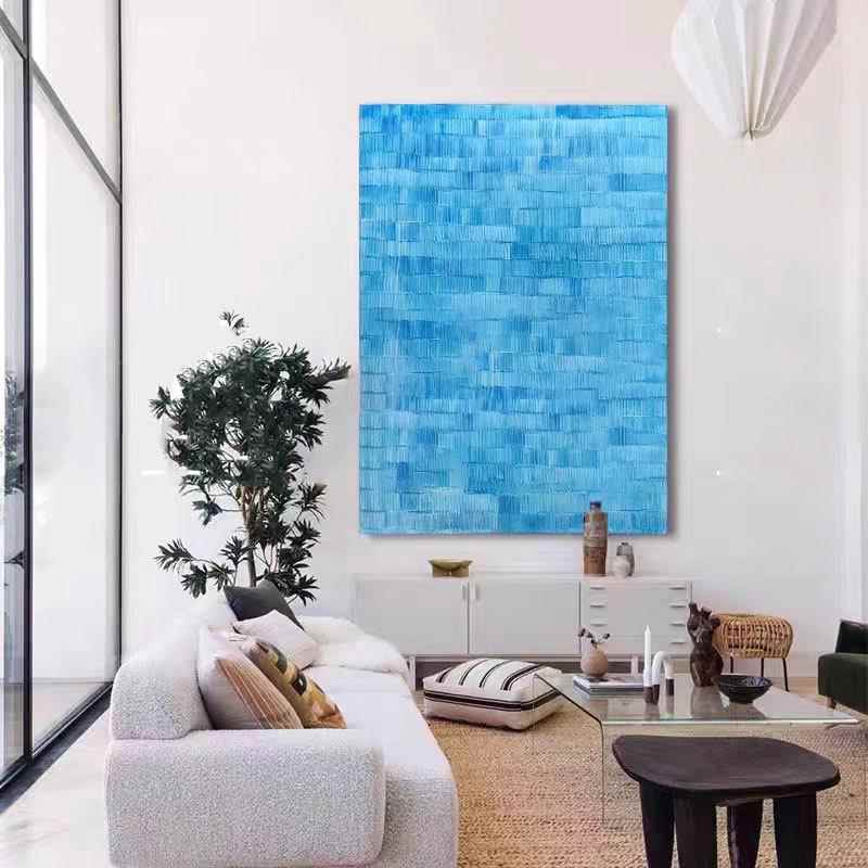 克莱因蓝大幅抽象客厅装饰画肌理感沙发艺术背景走廊玄关墙壁挂画