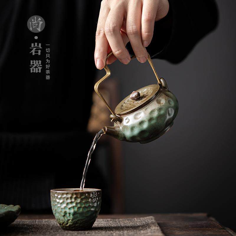 创意仿古提梁壶小号中式家用泡茶壶茶水壶陶瓷迷你小单壶过滤陶壶