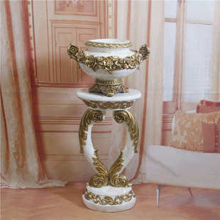 欧式 复古树脂落地大花瓶花器罗马柱家居客厅饰品插花艺术摆设花盆