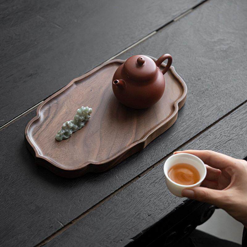 新款直销新中式胡桃木壶承干泡盘端轻奢实木茶盘茶点托盘家用茶台