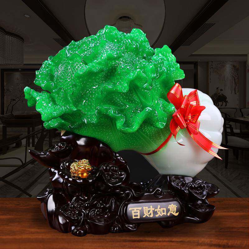 新款直销包邮招财百财如意玉白菜摆件办公室前台装饰品客厅新店铺