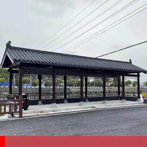 户外古建长廊凉亭中式景观庭院菠萝格实木凉亭防腐木仿古别墅青瓦