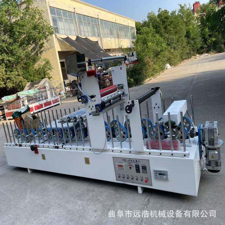 600型集成护墙板冷胶包覆机 快装PVC扣板木塑套线滚胶覆膜机
