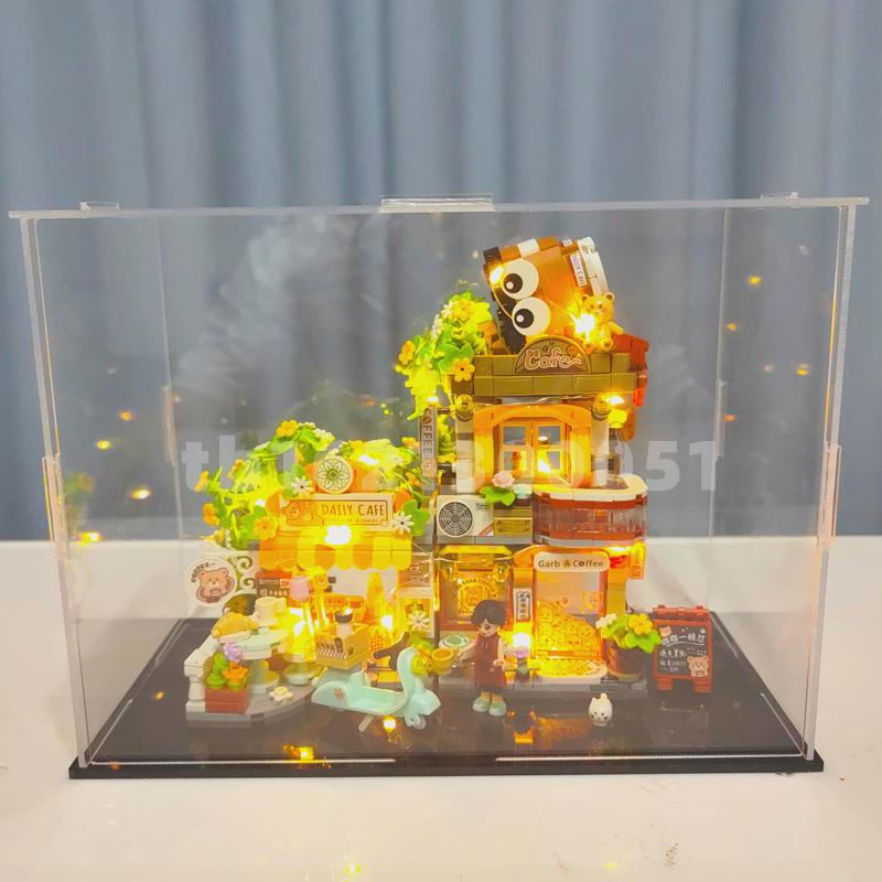 2024新款折叠熊猫茶舍积木柠檬茶街景拼装益智玩具男女孩生日礼物