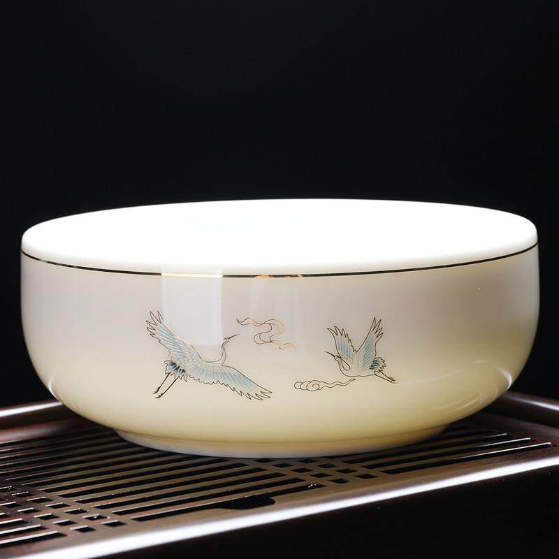 茶洗水盂缸家用盆大号套装大碗水洗杯子茶具白陶瓷羊脂玉笔洗高档
