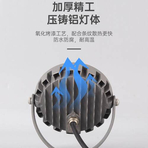 LED投光灯现货自建房防水户外12w照树灯插地灯落地插电七彩强光